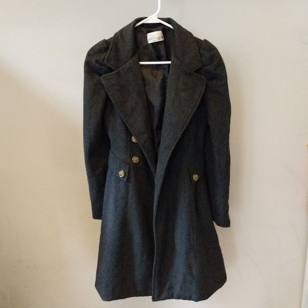 Grey Peplum Swing Coat Warm Jacket Small